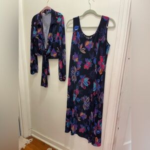 2 piece Iman flower dress with cover up